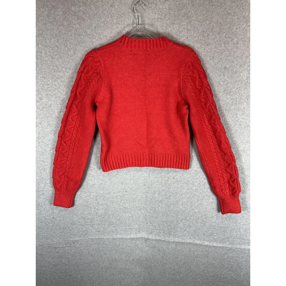 Sincerely Jules Sweater Womens Medium Red Cable Knit Crewneck Pullover Knitwear